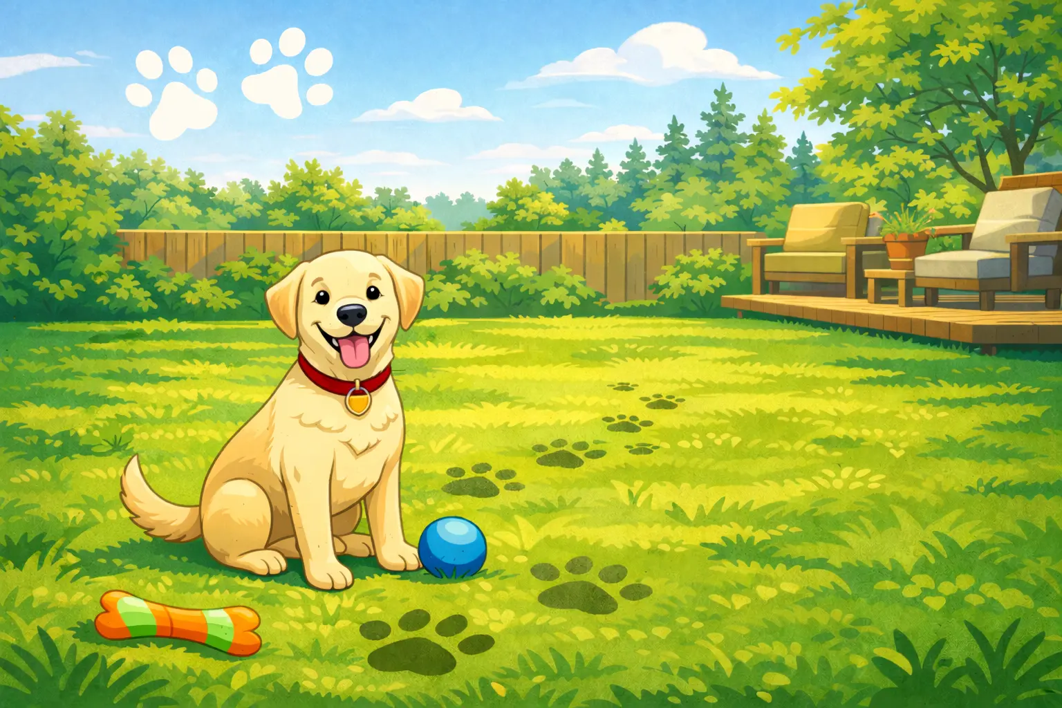 Another happy dog in clean yard