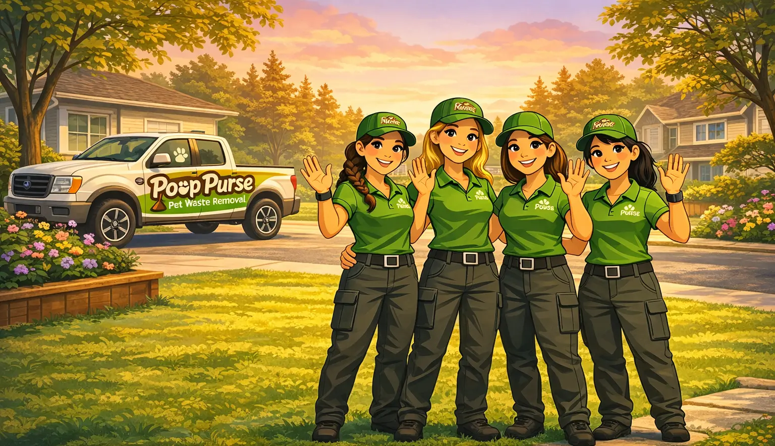 Poop Purse team in neighborhood